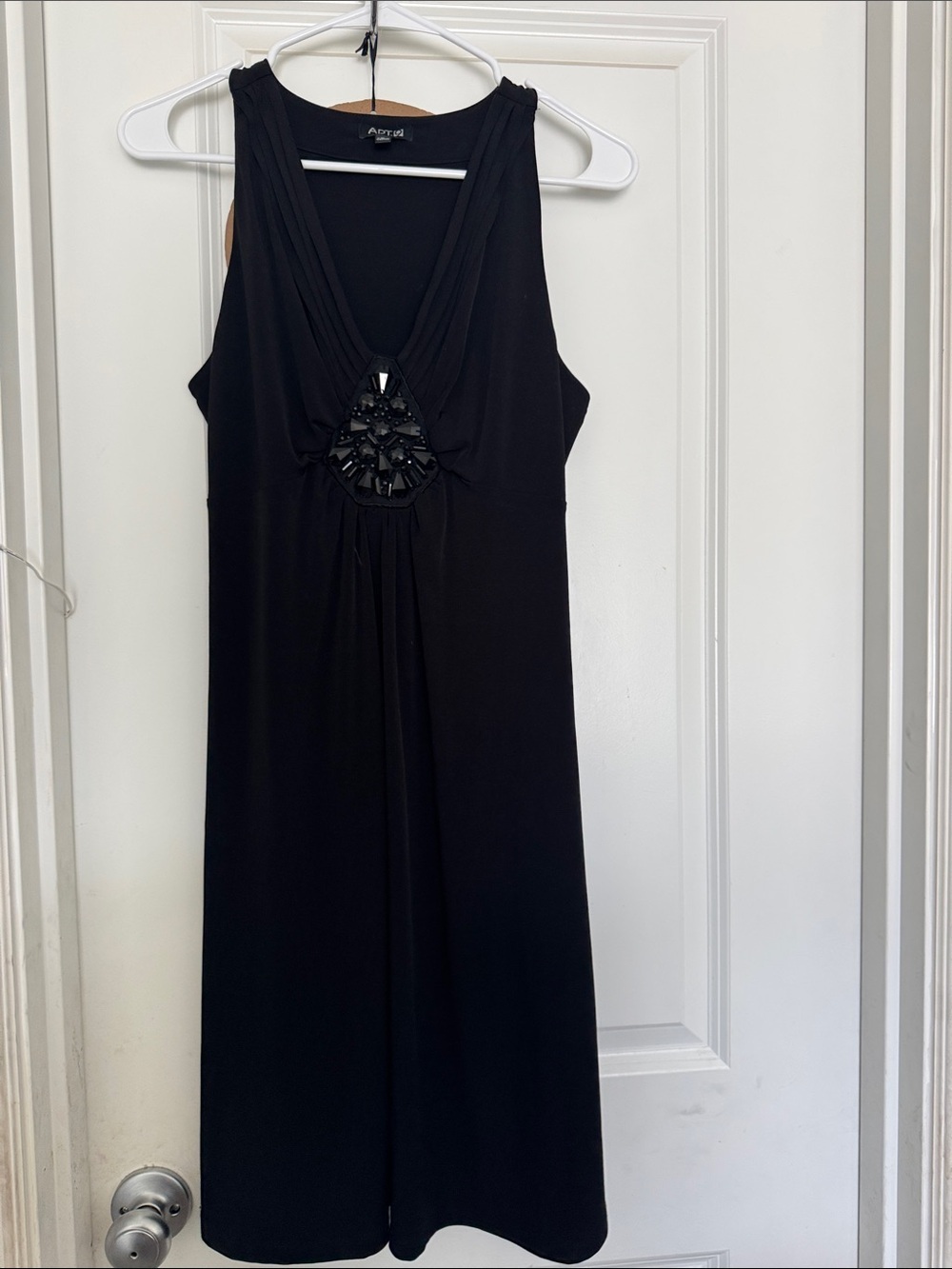 Apt. 9 Black Sleeveless V-Neck Midi Dress with Beaded Accent